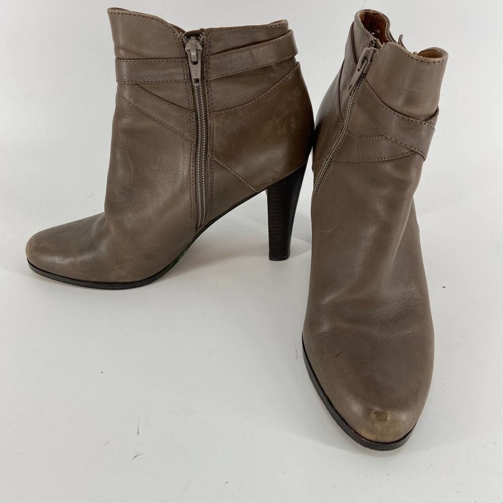 Corso Como Brown Leather silver Stacked Ankle Heel Bootie Womens 8 - Picture 3 of 6
